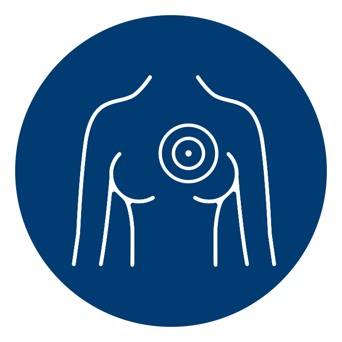 icon of female breasts and target symbol