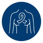 icon showing female breasts and cancer symbol