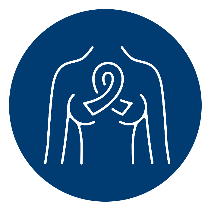 icon showing female breasts and cancer symbol