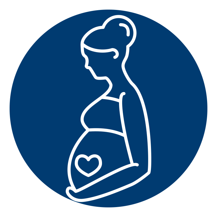icon showing pregnant woman with heart over belly