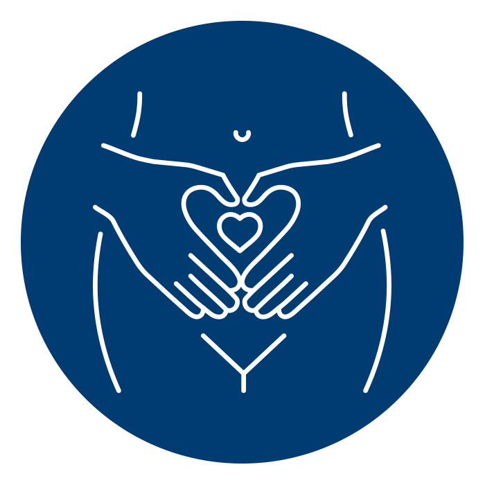 icon of female torso with hands in shape of heart