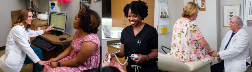 Images of Louisiana Women's Healthcare Physicians caring for female patients